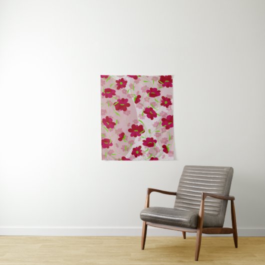 Rosa und rote Blume - Blumen Wandteppich (Beispiel)