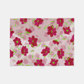 Rosa und rote Blume - Fleece Blankon (Vorderseite (Horizontal))