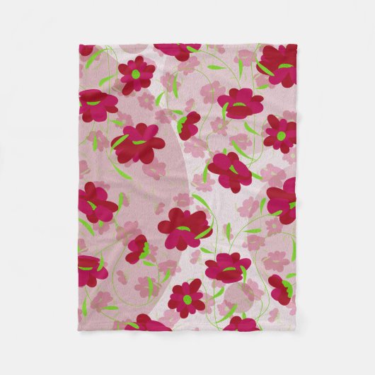 Rosa und rote Blume - Fleece Blankon (Vorderseite)