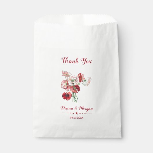 Rosa und rote Blume Geschenktütchen (Vorderseite)