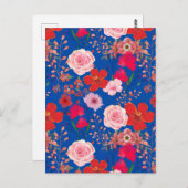 Rosa und rote Blume Postkarte (Vorne/Hinten)