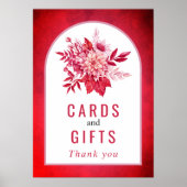 Rosa und rote Blume und Blatthochzeit Poster (Vorne)