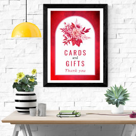 Rosa und rote Blume und Blatthochzeit Poster