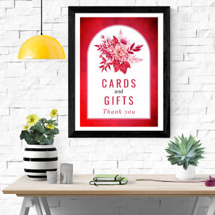 Rosa und rote Blume und Blatthochzeit Poster