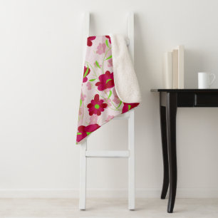 Rosa und rote Blumen - Floral Sherpadecke