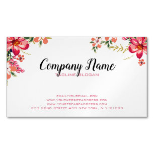 Rosa und rote Blumen Magnetische Visitenkarte