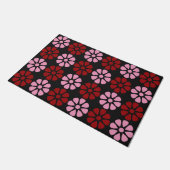 Rosa und rote Blumenmuster Fußmatte (Schrägansicht)