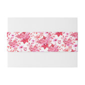 Rosa und rote Blumenmuster Initialen Hochzeit Einladungsbanderole (Rückseitenbeispiel)