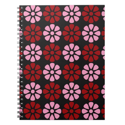 Rosa und rote Blumenmuster Notizblock (Vorderseite)