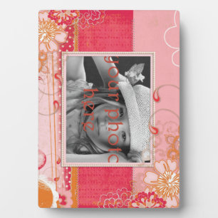 Rosa und Rote Blüte 5 x 7 Foto Plaque mit Easel Fotoplatte