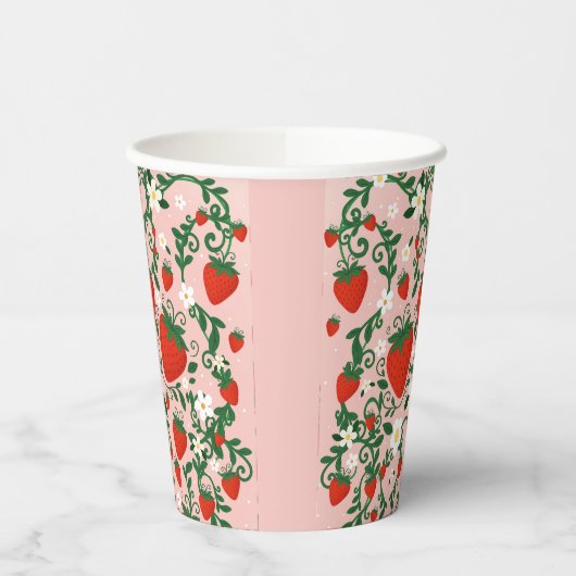 Rosa und Rote Blütenweine Erdbeere Pappbecher (Links)