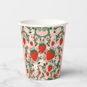 Rosa und Rote Blütenweine Erdbeere Pappbecher (Vorderseite)