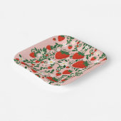 Rosa und Rote Blütenweine Erdbeeren Aufkleber des Pappteller (Gewinkelt)