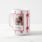 Rosa und Rote Bows Weihnachts-Foto-Tasse Kaffeetasse (Vorderseite Links)