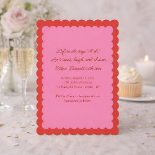 Rosa und rote Bridal Shower-Einladung mit gewellte Einladung