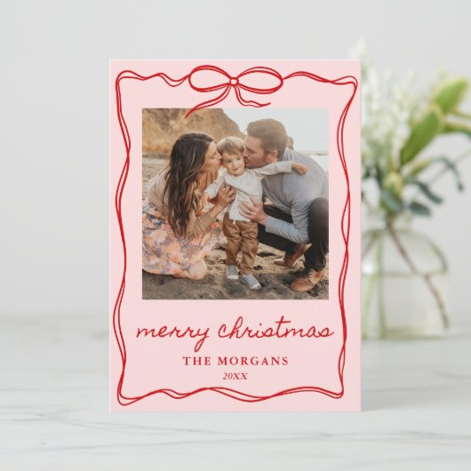 Rosa und Rote Coquette Bow Weihnachten 4 Foto Fami (Stehend Vorderseite)