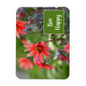 Rosa und Rote Dahlia Bee Happy Blume Motivierend Magnet (Vertikal)