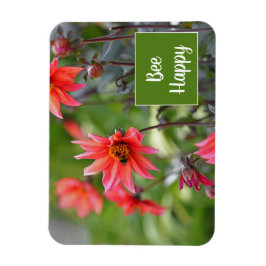 Rosa und Rote Dahlia Bee Happy Blume Motivierend Magnet