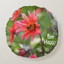 Rosa und Rote Dahlia Bee Happy Blume Motivierend
