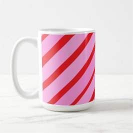 Rosa und rote diagonale Streifen Kaffeetasse