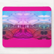 Rosa und rote Doodlandschaft Mousepad