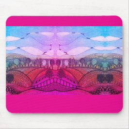 Rosa und rote Doodlandschaft Mousepad