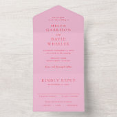 Rosa und rote elegante klassische Hochzeit All In One Einladung (Innen Boden)