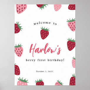 Rosa und Rote Erdbeere Berry erster Geburtstag Wil Poster