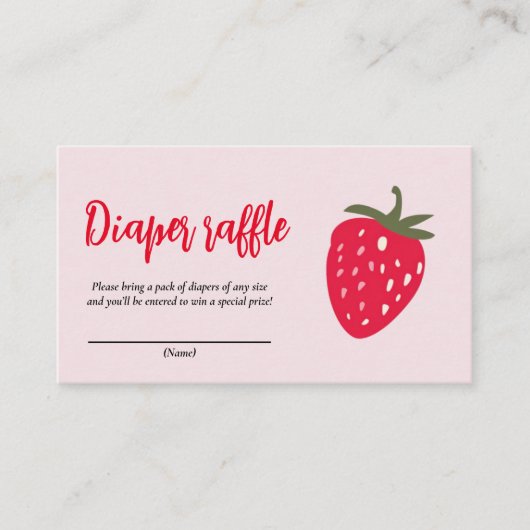 Rosa und Rote Erdbeere Windeln Raffel Begleitkarte (Vorderseite)