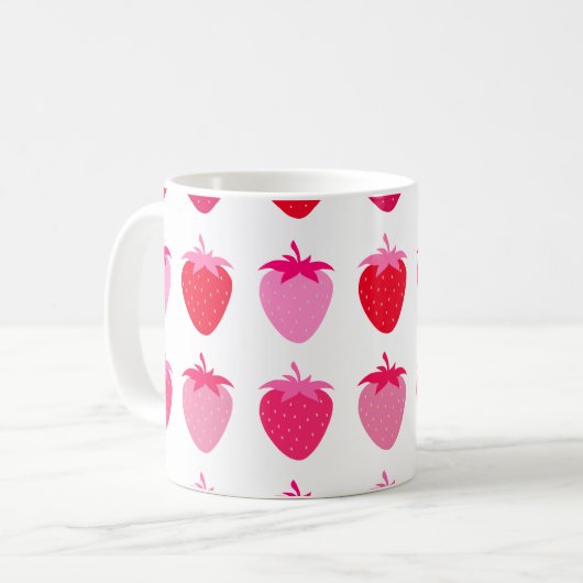 Rosa und rote Erdbeeren Kaffeetasse (Vorderseite Links)