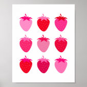 Rosa und rote Erdbeeren Poster (Vorne)