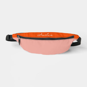 Rosa und rote Farbblock-Personalisierter Name Bauchtasche