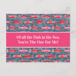 Rosa und rote Fische zum Valentinstag Postkarte