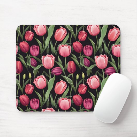 Rosa und Rote Flora Tulip Mousepad (Mit Mouse)