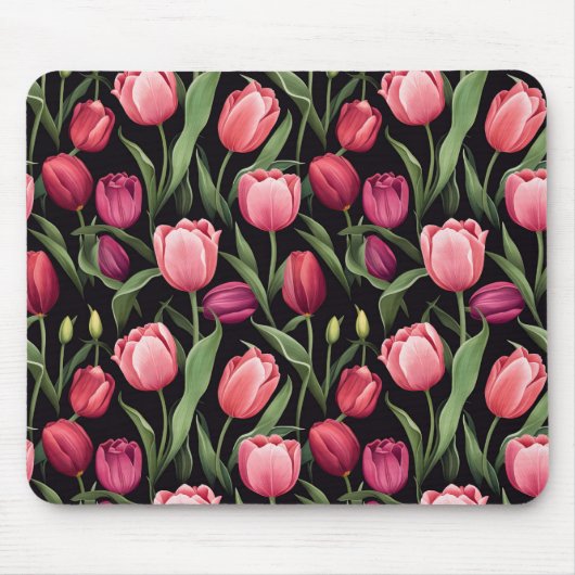 Rosa und Rote Flora Tulip Mousepad (Vorne)