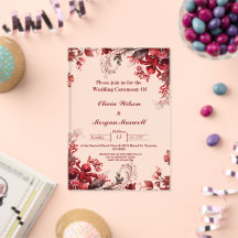 Rosa und rote florale Acryl-Hochzeitseinladungen