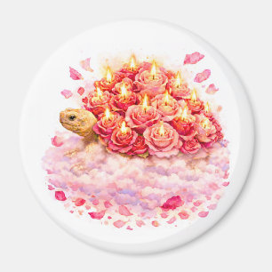 Rosa und rote Geburtstagsrosen Sulcata-Schildkröte Magnet