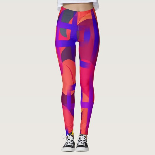 Rosa und rote Gefärbte Krawatte Leggings (Vorderseite)
