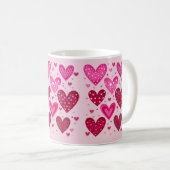 Rosa und rote gemusterte Herzen Kaffeetasse (VorderseiteRechts)