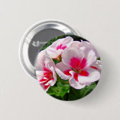 Rosa und Rote Geranie Button (Vorne & Hinten)