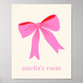 Rosa und Rote Girl Coquette Bow Personalisierter N Poster (Vorne)