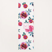 Rosa und rote handbemalte Rose Yogamatte (Vorderseite)