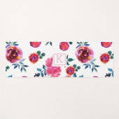 Rosa und rote handbemalte Rose Yogamatte (Vorderseite (Horizontal))