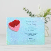 Rosa und rote Herzen auf einem blauen generischen Einladung (Stehend Vorderseite)