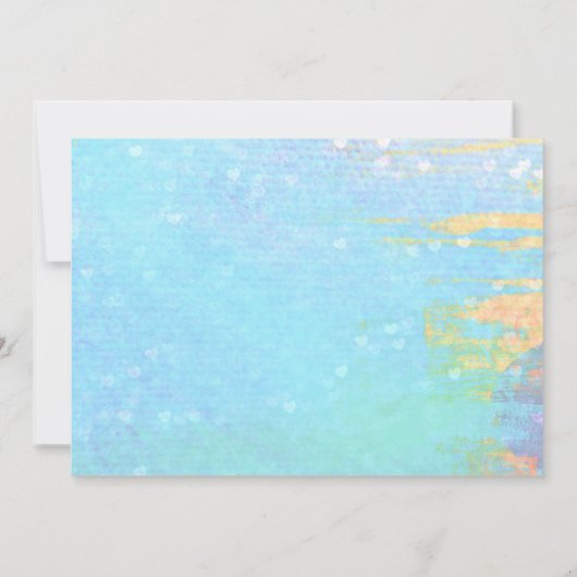 Rosa und rote Herzen auf einem blauen generischen  Einladung (Rückseite)