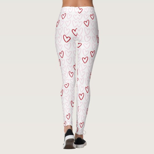 Rosa und Rote Herzen Leggings (Rückseite)