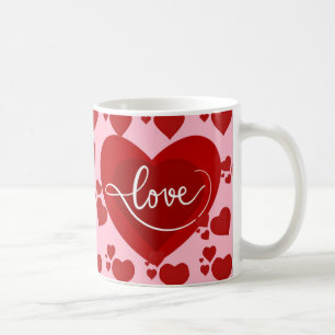 rosa und rote Herzen mit Liebe Wortdesign für Sie Kaffeetasse