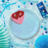 Rosa und rote Herzen mit Personalisierten Initiale Pappteller (Party)