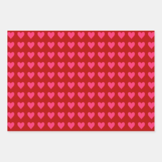 Rosa und Rote Herzen mit Valentinrot Geschenkpapier Set (Vorderseite 2)