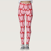 Rosa und rote Herzunterdrückung Leggings (Vorderseite)
